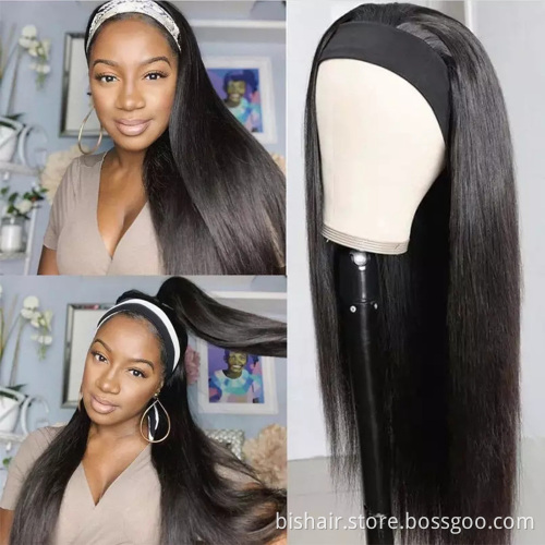 Headband wig straight hair real human hair suitable for women Brazilian real human hair without lace wig mechanism headband half